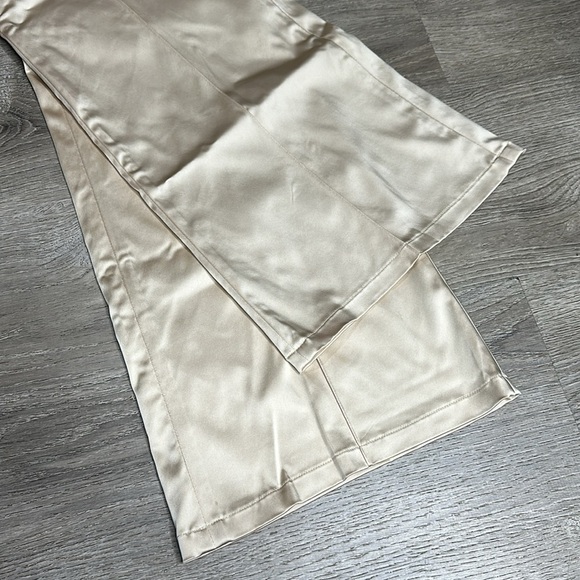 Jonathan Simkhai Duchesse-Satin Bootcut Pants High Rise in Goldish Cream Sz 8 - Picture 6 of 14